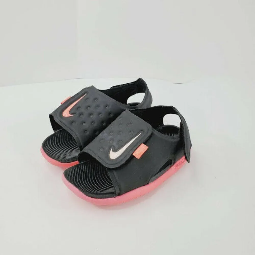 Nike Toddler Black Pink AJ9077-002 Sunray Adjust 5 V2 GS/PS Flat Sandals Size 9C